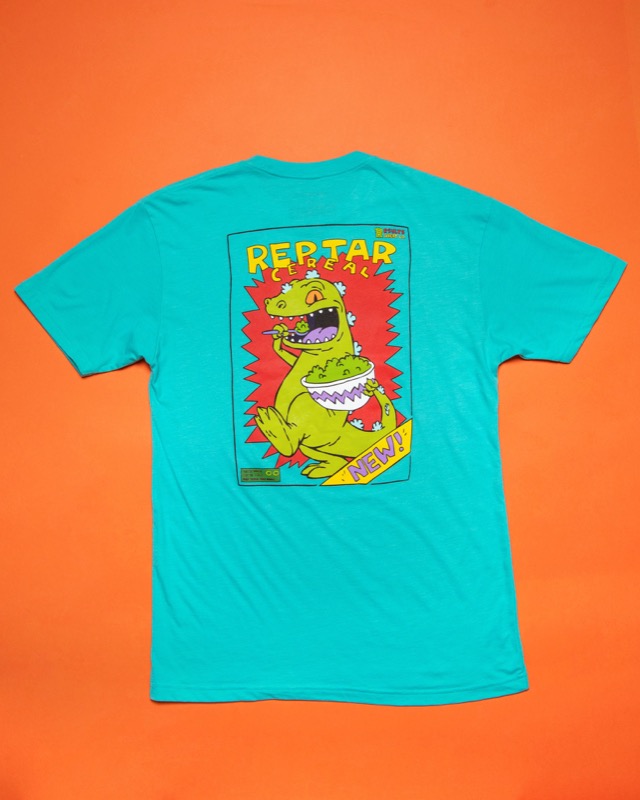 RSVLTS Reptar Cereal Crewneck Tee in Blue — front view