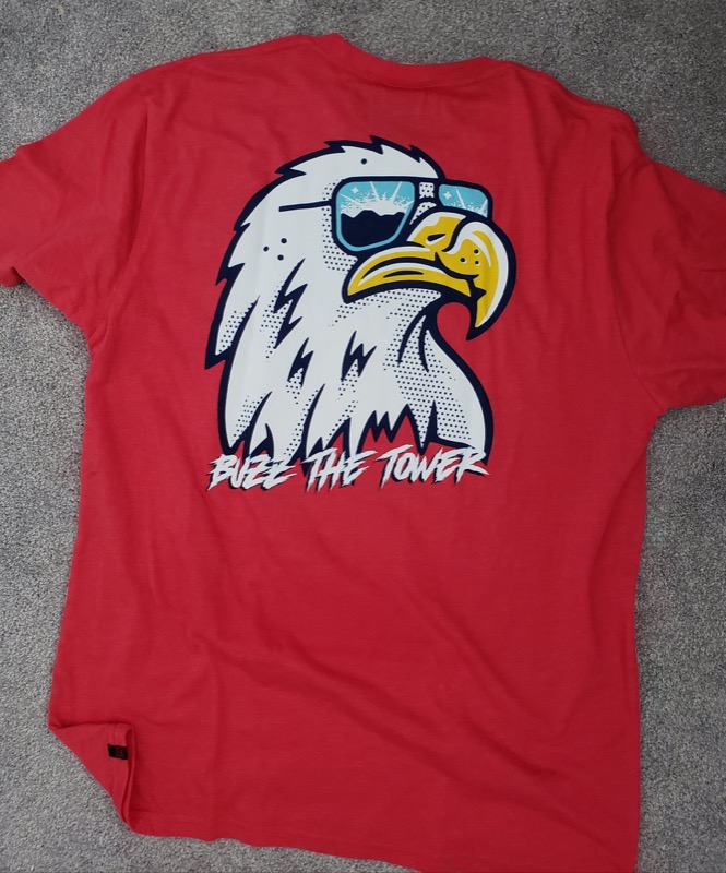 RSVLTS Buzz The Tower Crewneck Tee in Red — front view