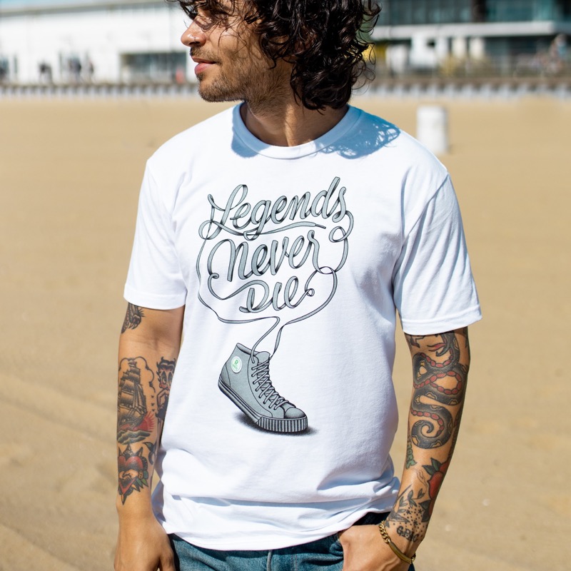 RSVLTS Legends Never Die Crewneck Tee — front view