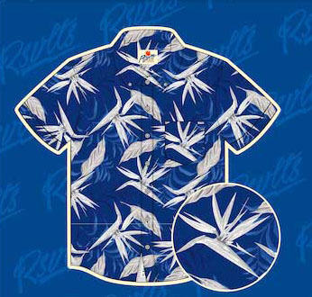 RSVLTS Floral City – Toronto 2023 KUNUFLEX Short Sleeve Shirt in Blue — front view