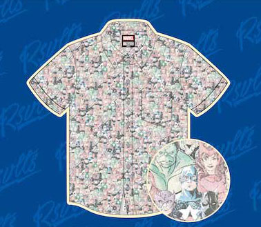RSVLTS Earth’s Mightiest Heroes KUNUFLEX Short Sleeve Shirt in Multicolor — front view