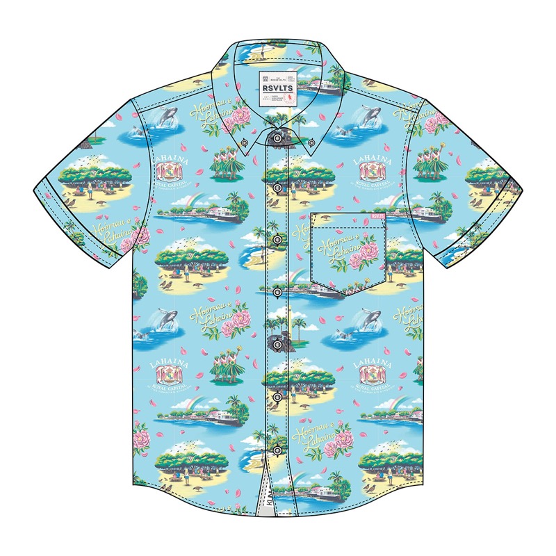 RSVLTS Lahaina Strong KUNUFLEX Short Sleeve Shirt in Blue — front view