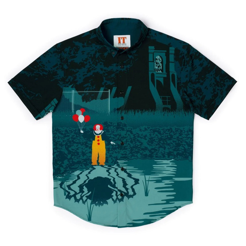 RSVLTS Pennywise, the Dancing Clown KUNUFLEX Short Sleeve Shirt in Blue — front view