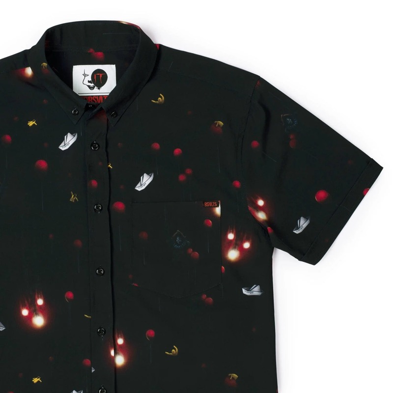 RSVLTS You’ll Float Too KUNUFLEX Short Sleeve Shirt in Black — front view