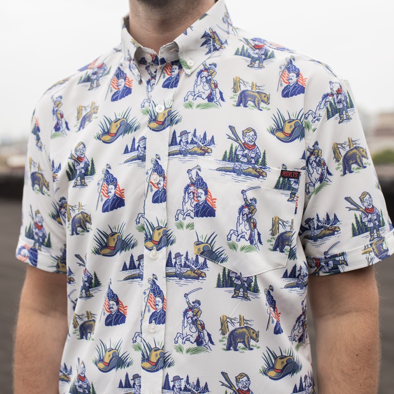 RSVLTS Teddy Vintage KUNUFLEX Short Sleeve Shirt in White — front view