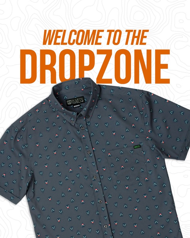 RSVLTS Scribble Monster KUNUFLEX Short Sleeve Shirt in Gray — front view
