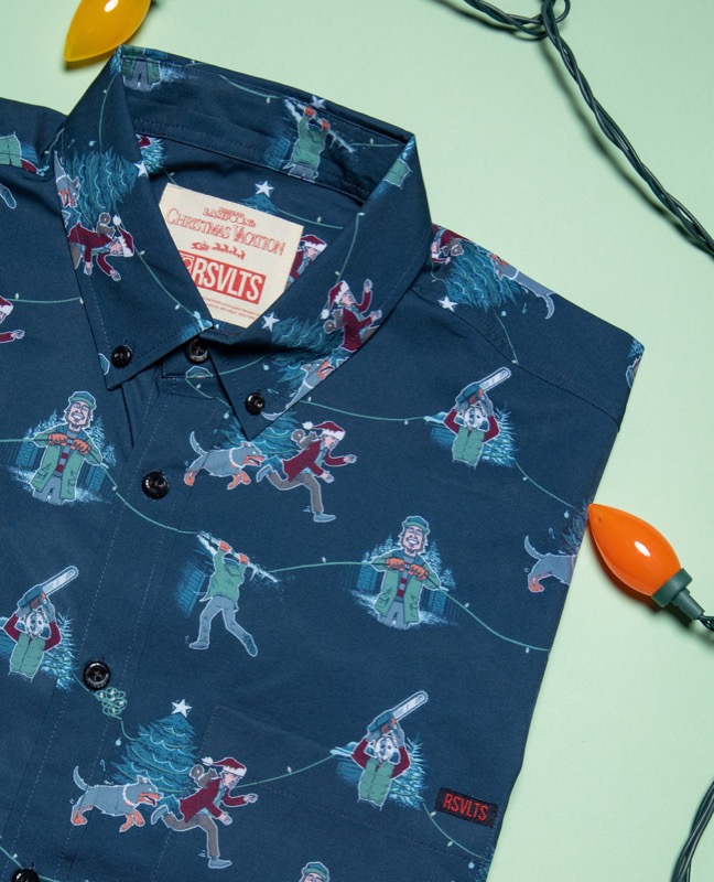 RSVLTS Joy To The World KUNUFLEX Short Sleeve Shirt in Blue — front view