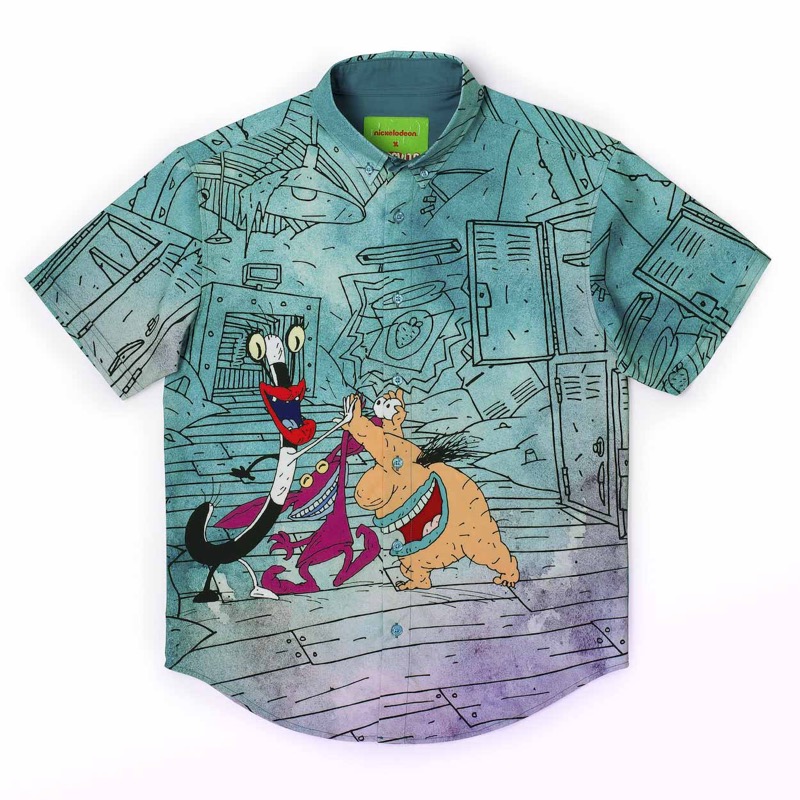 RSVLTS AAAHH-Five!!! KUNUFLEX Short Sleeve Shirt in Blue — front view