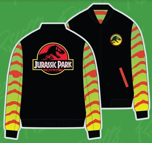 RSVLTS Jurassic Drip Reversible Bomber Jacket in Black — front view