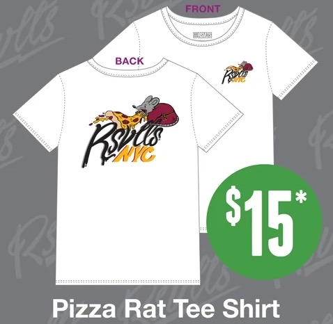 RSVLTS Pizza Rat Crewneck Tee in White — front view
