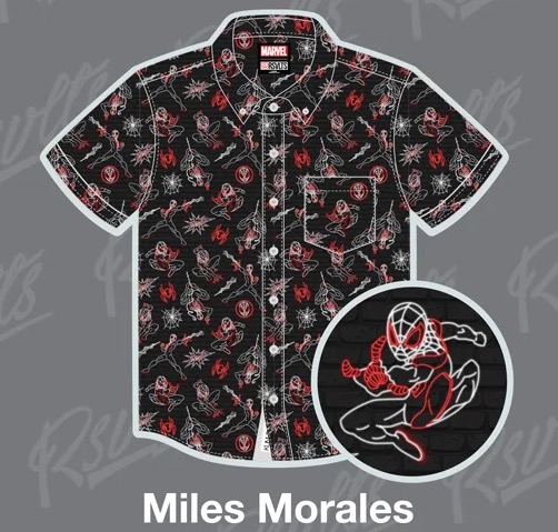 RSVLTS Miles Morales NYCC exclusive KUNUFLEX Short Sleeve Shirt in Black — front view