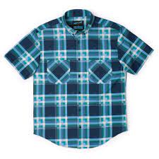 RSVLTS All Out of Bubblegum KUNUFLEX Short Sleeve Shirt in Blue — front view