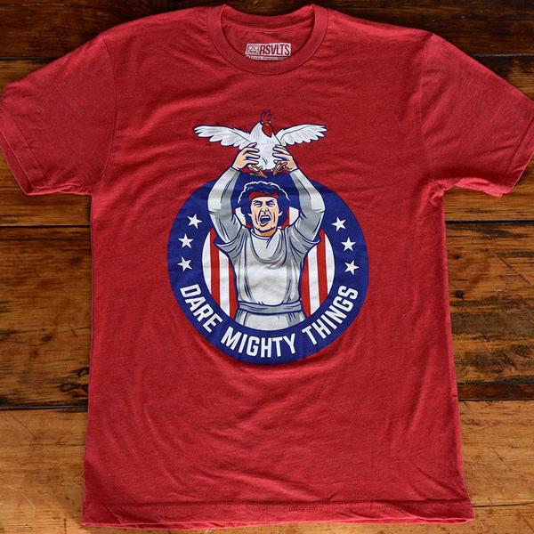 RSVLTS Chasing the Chicken Crewneck Tee in Red — front view