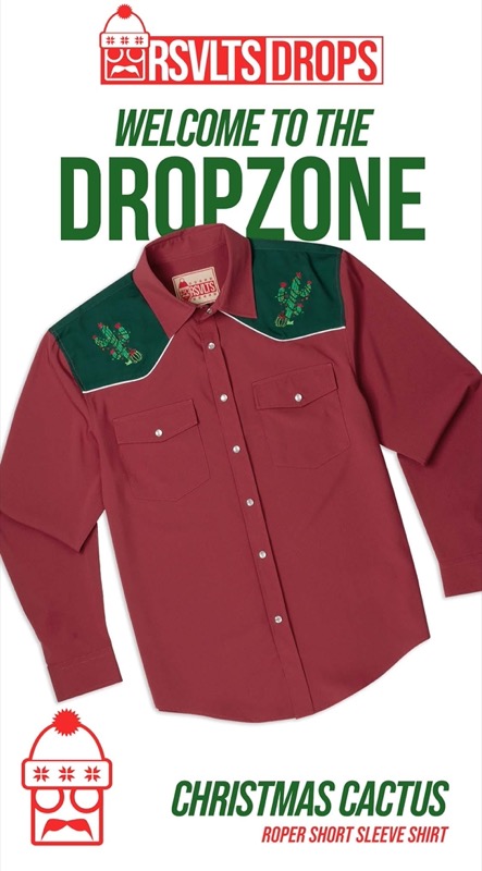 RSVLTS Christmas Cactus Long Sleeve Shirt in Red — front view