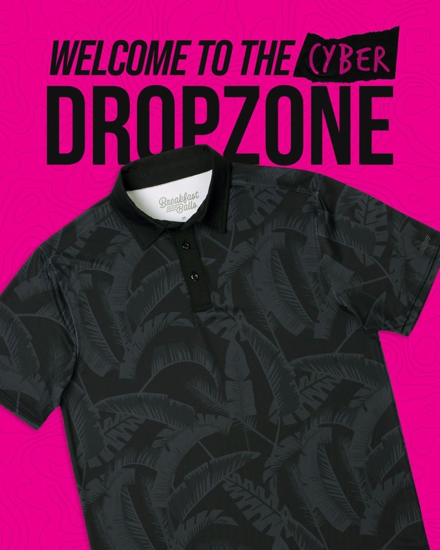 RSVLTS Pastel Palms (After Dark) All-Day Polo in Black — front view