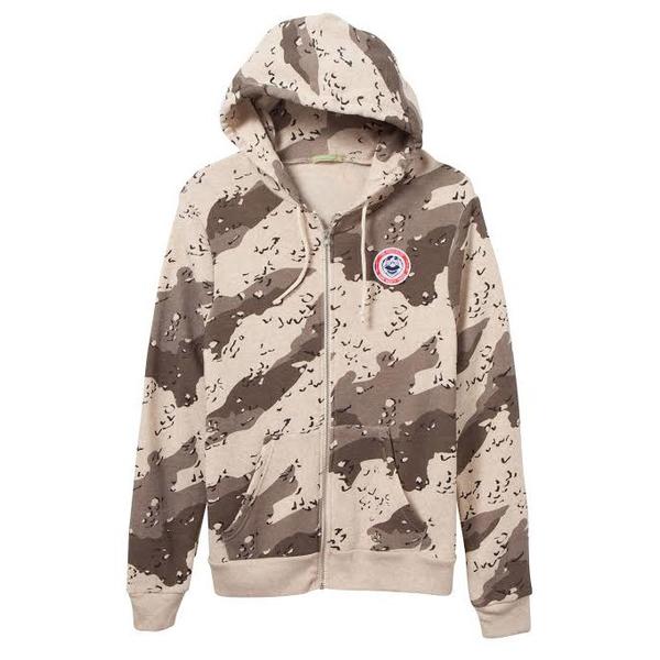 RSVLTS Desert Camo zip Performance Hoodie in Brown — front view