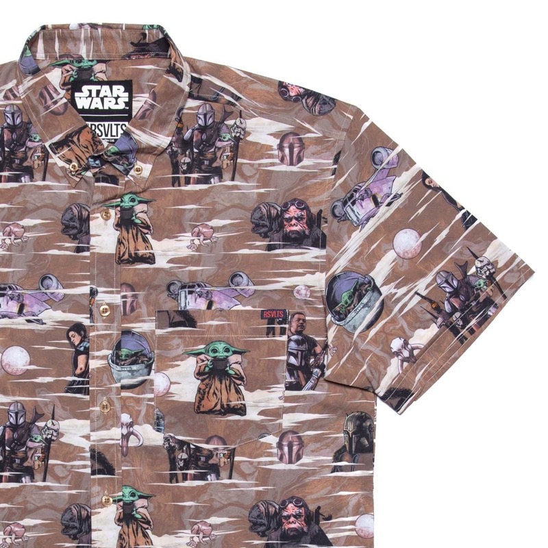 RSVLTS Mando Montage KUNUFLEX Short Sleeve Shirt in Brown — front view