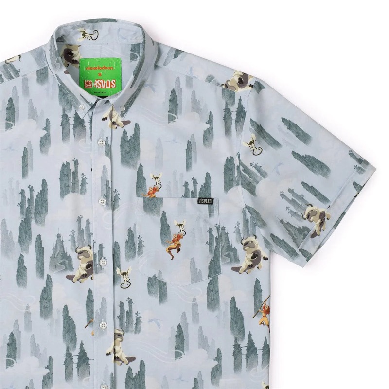 RSVLTS Southern Air Temple KUNUFLEX Short Sleeve Shirt in White — front view