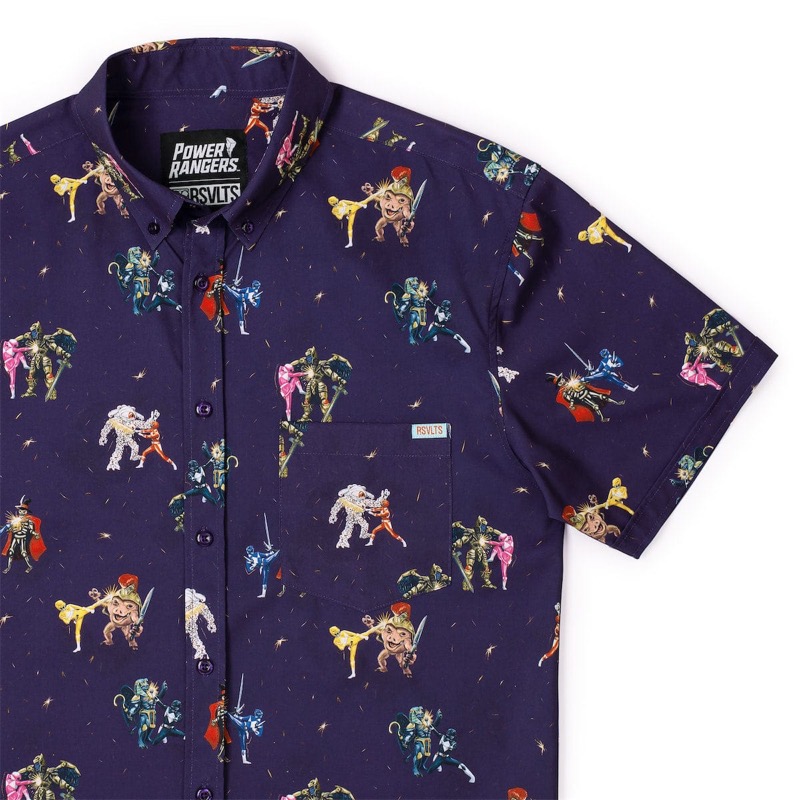 RSVLTS May the Power Protect You KUNUFLEX Short Sleeve Shirt in Purple — front view