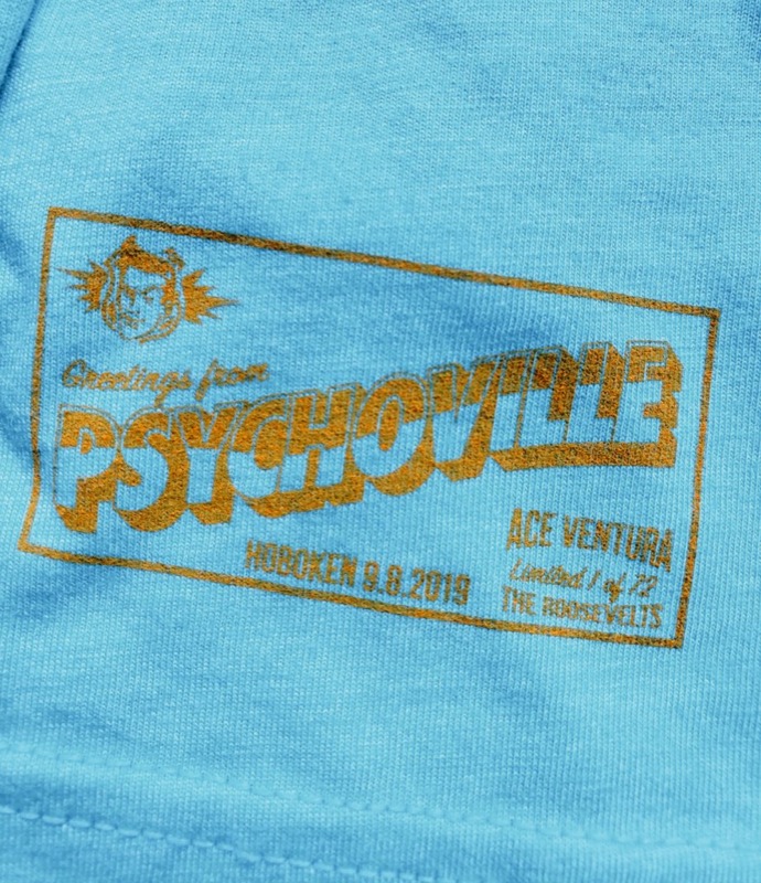 RSVLTS 2019 Hoboken NFL Kick-off Meetup Crewneck Tee in Blue — front view