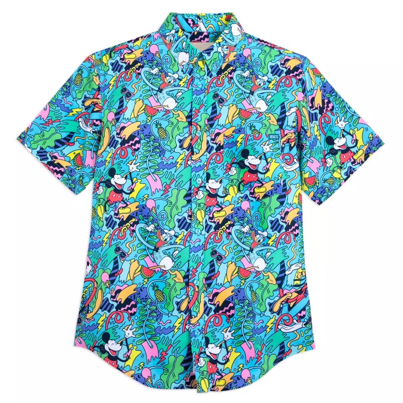 RSVLTS Mickey Mouse and Friends KUNUFLEX Short Sleeve Shirt in Blue — front view