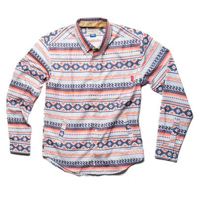 RSVLTS Aztec White & Orange BorlandFlex Long Sleeve Flannel in Orange — front view