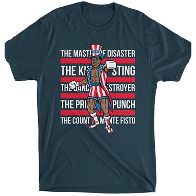 RSVLTS Master of Disaster Crewneck Tee in Blue — front view