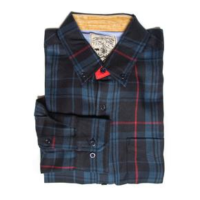 RSVLTS Unplugged ’94 BorlandFlex Long Sleeve Flannel in Blue — front view
