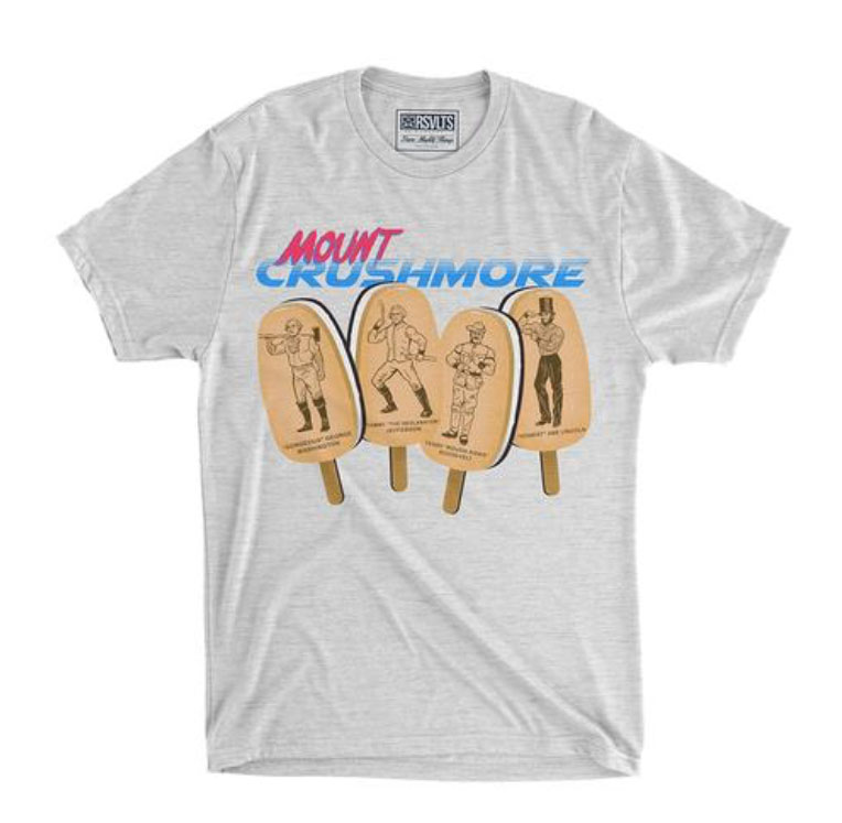 RSVLTS Mount Crushmore Crewneck Tee in White — front view