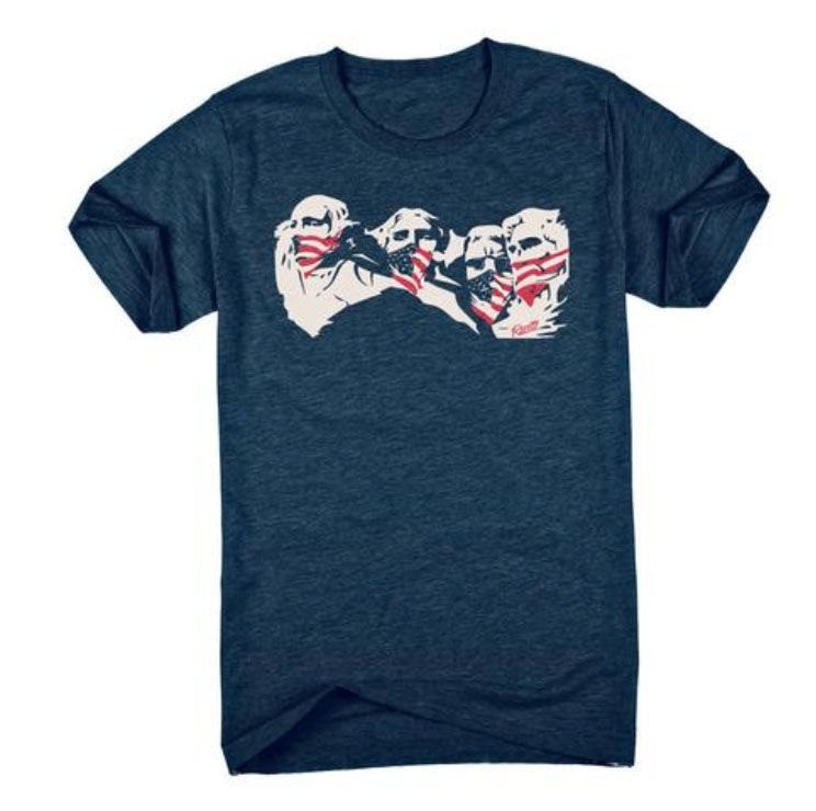 RSVLTS Rushmore Outlaws Crewneck Tee in Blue — front view