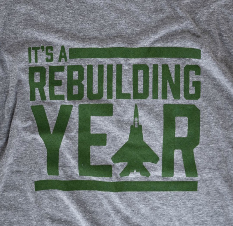 RSVLTS It’s A Rebuilding Year Crewneck Tee in Gray — front view