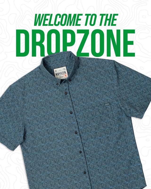 RSVLTS Drop of the Mornin’ to Ya! KUNUFLEX Short Sleeve Shirt in Blue — front view