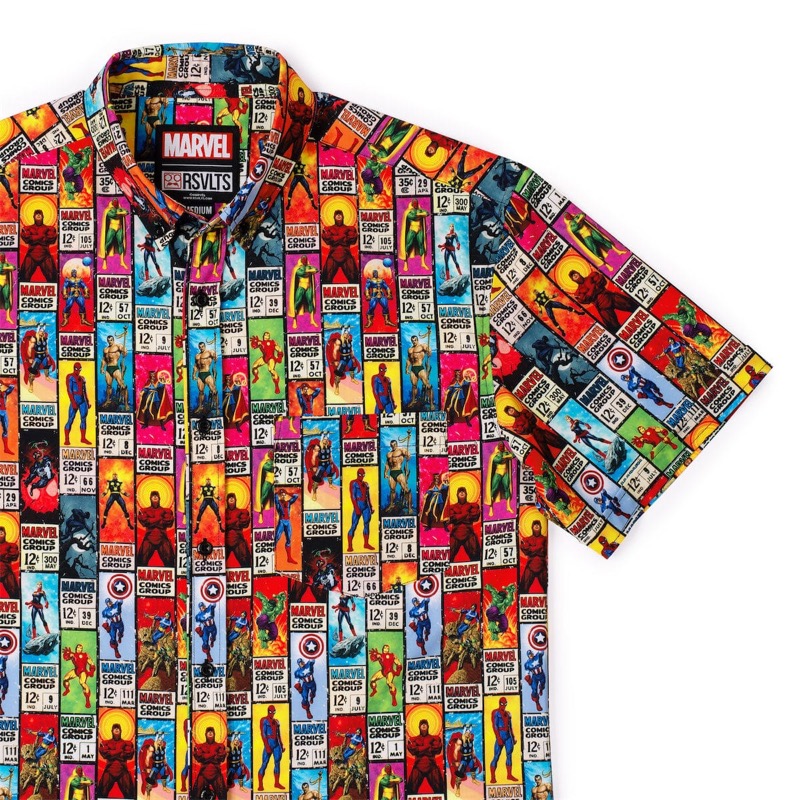 RSVLTS Corner Box Brigade KUNUFLEX Short Sleeve Shirt in Multicolor — front view