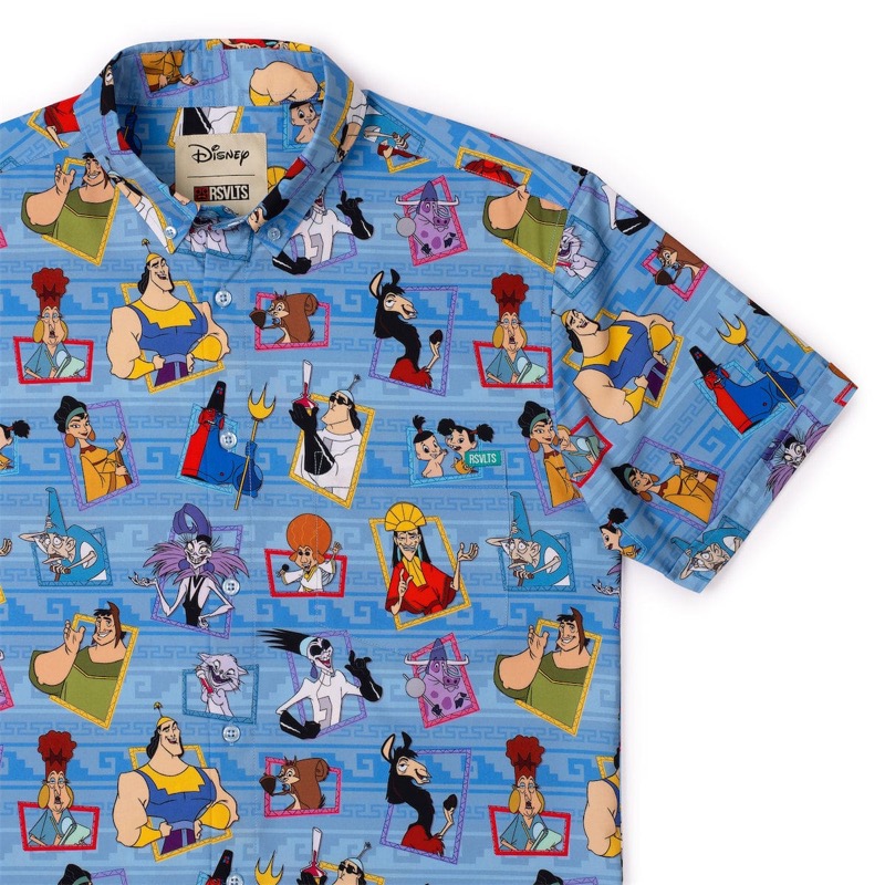 RSVLTS Boom Baby KUNUFLEX Short Sleeve Shirt in Blue — front view