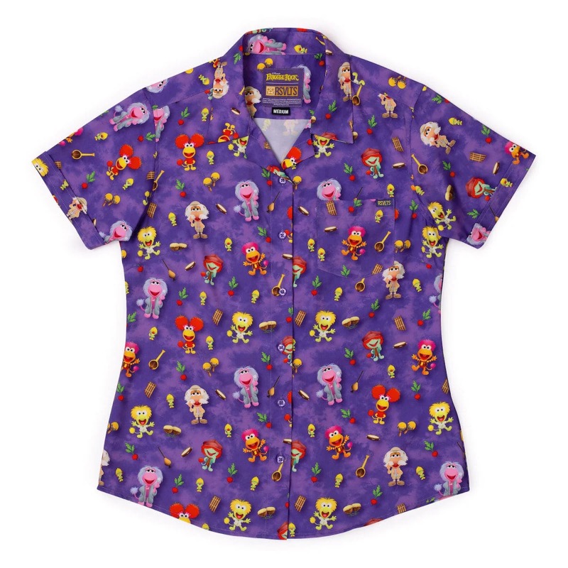 RSVLTS Down At Fraggle Rock! Women's KUNUFLEX Short Sleeve Shirt in Purple — front view