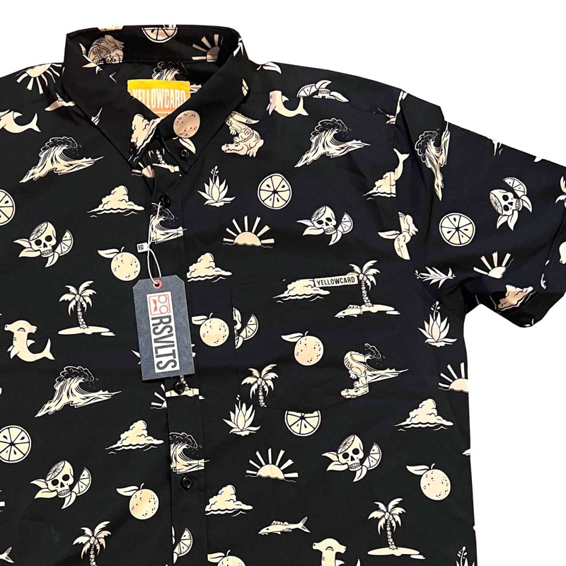 RSVLTS Flat Art KUNUFLEX Short Sleeve Shirt in Black — front view
