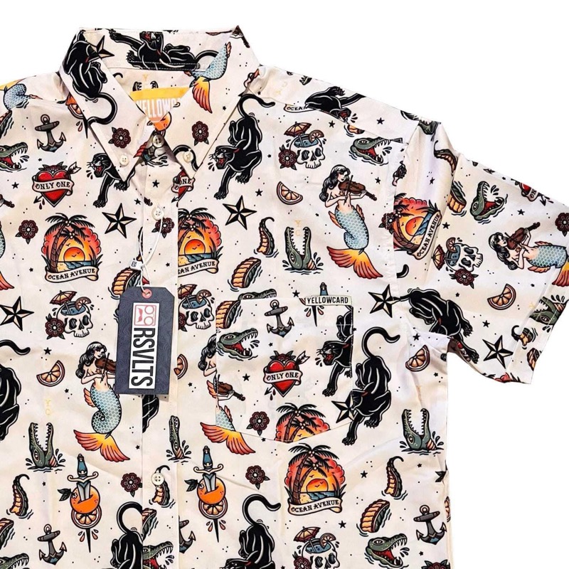RSVLTS Ocean Avenue KUNUFLEX Short Sleeve Shirt in White — front view