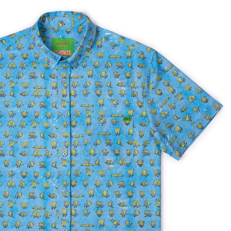 RSVLTS It’s A Giraffe! KUNUFLEX Short Sleeve Shirt in Blue — front view