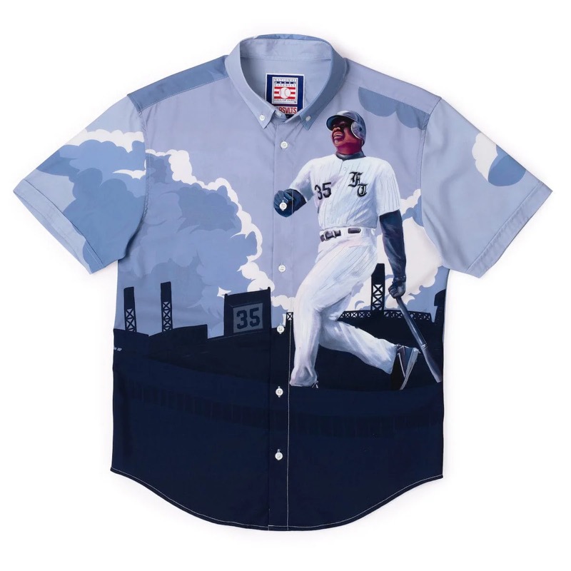 RSVLTS The Big Hurt KUNUFLEX Short Sleeve Shirt in Gray — front view