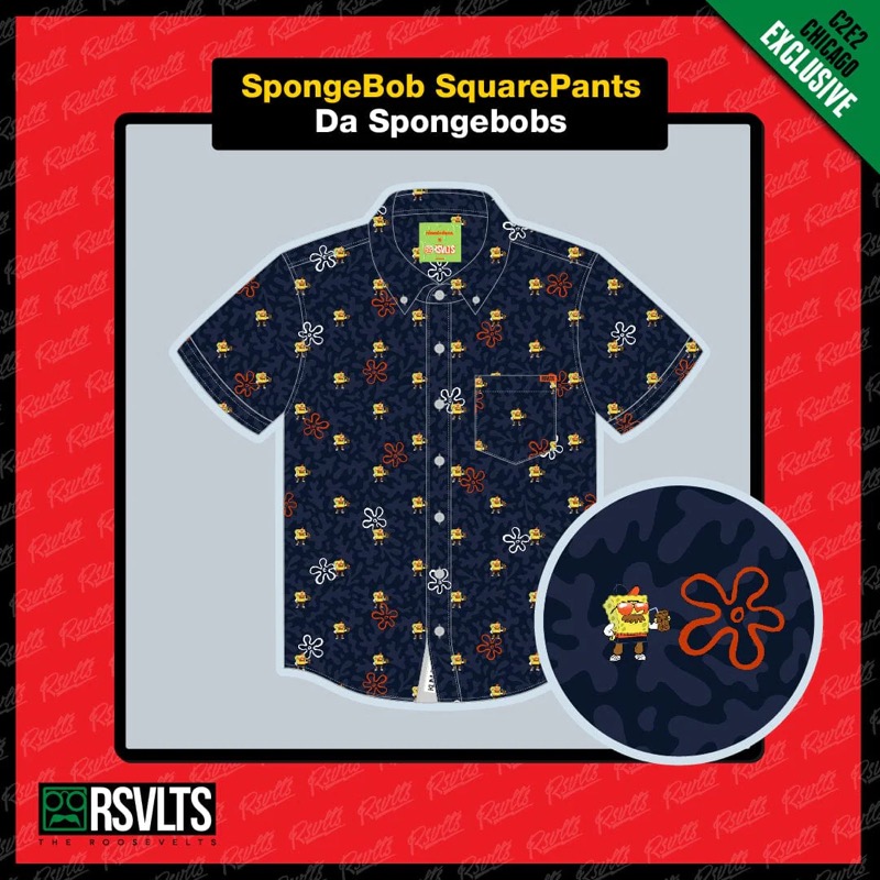 RSVLTS Da Spongebobs KUNUFLEX Short Sleeve Shirt in Blue — front view
