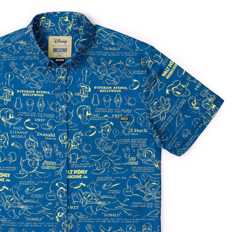 RSVLTS Designing Donald KUNUFLEX Short Sleeve Shirt in Blue — front view