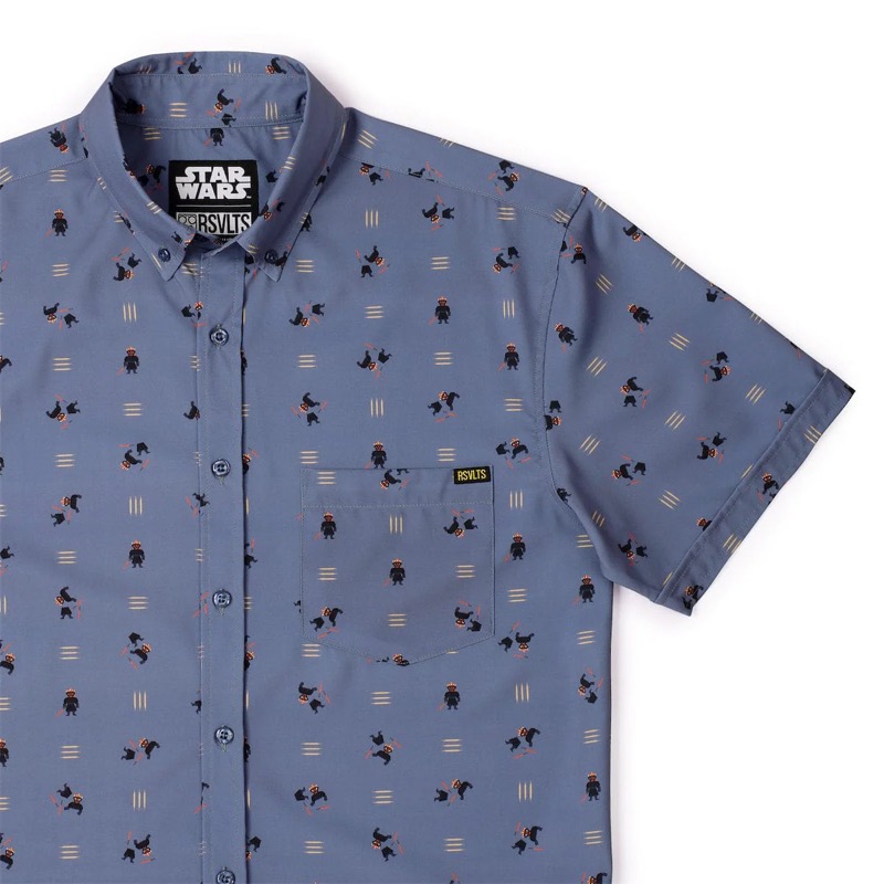 RSVLTS Darth Maul’d KUNUFLEX Short Sleeve Shirt in Gray — front view