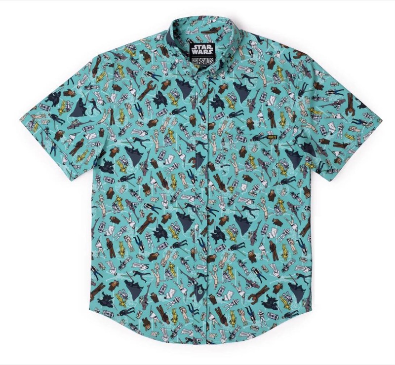 RSVLTS Galactic Mashup KUNUFLEX Short Sleeve Shirt in Blue — front view