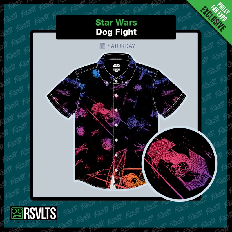 RSVLTS Dog Fight KUNUFLEX Short Sleeve Shirt in Black — front view