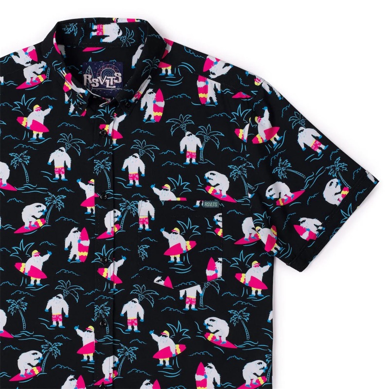 RSVLTS Yeti Gets Pitted KUNUFLEX Short Sleeve Shirt in Black — front view