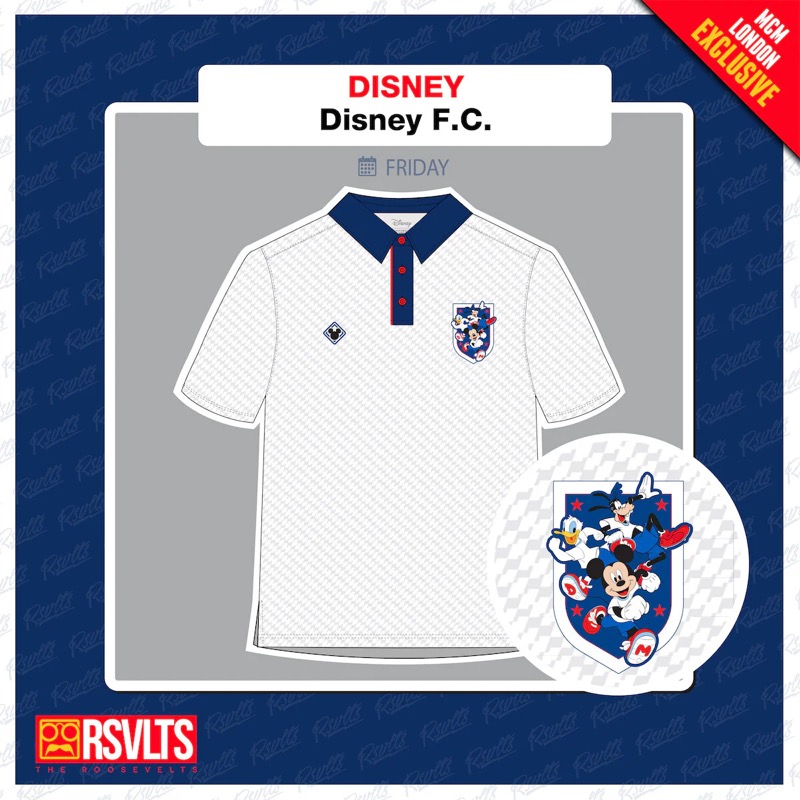 RSVLTS Disney F.C. All-Day Polo MCM London exclusive All-Day Polo in White — front view