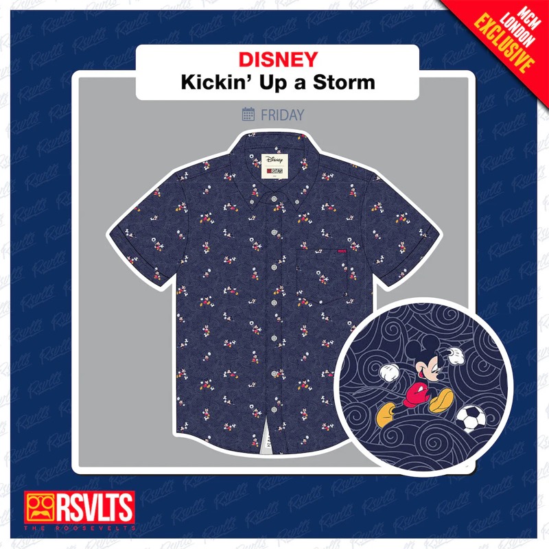 RSVLTS Kickin’ Up A Storm KUNUFLEX Short Sleeve Shirt in Blue — front view