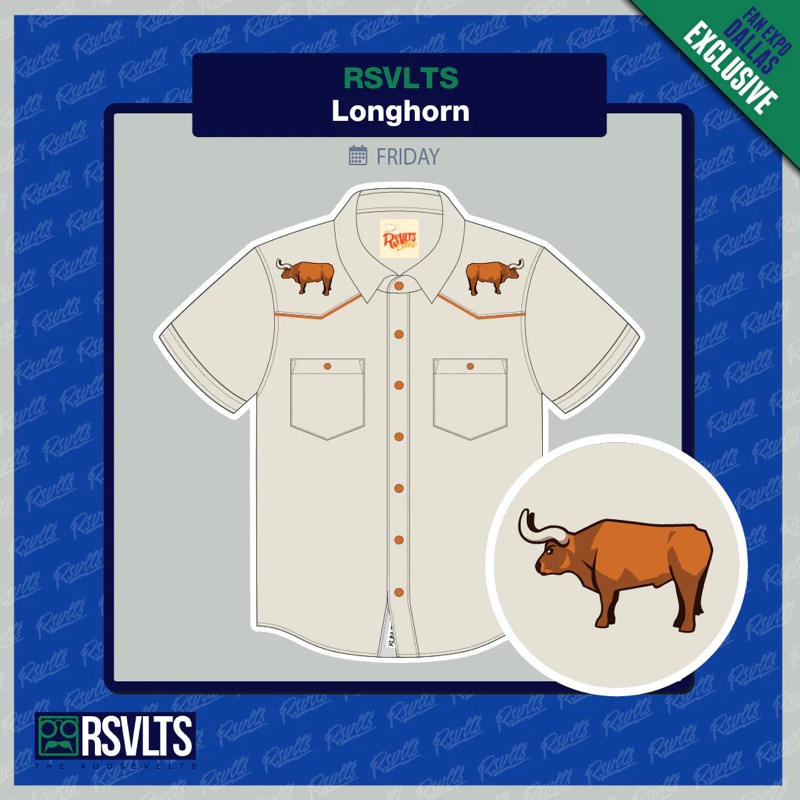 RSVLTS Longhorn Roper Short Sleeve Shirt in White — front view