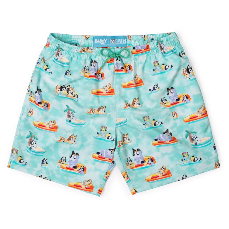 RSVLTS Everybody in the Pool Hybrid Shorts in Blue — front view