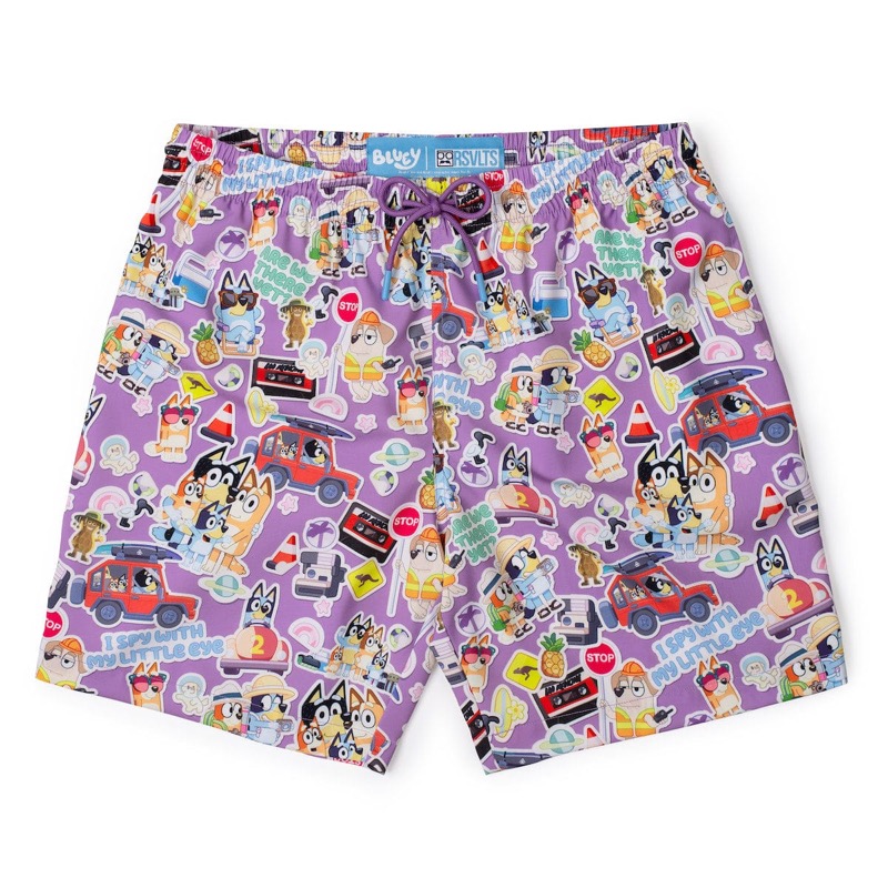 RSVLTS Let’s Motor Hybrid Shorts in Purple — front view